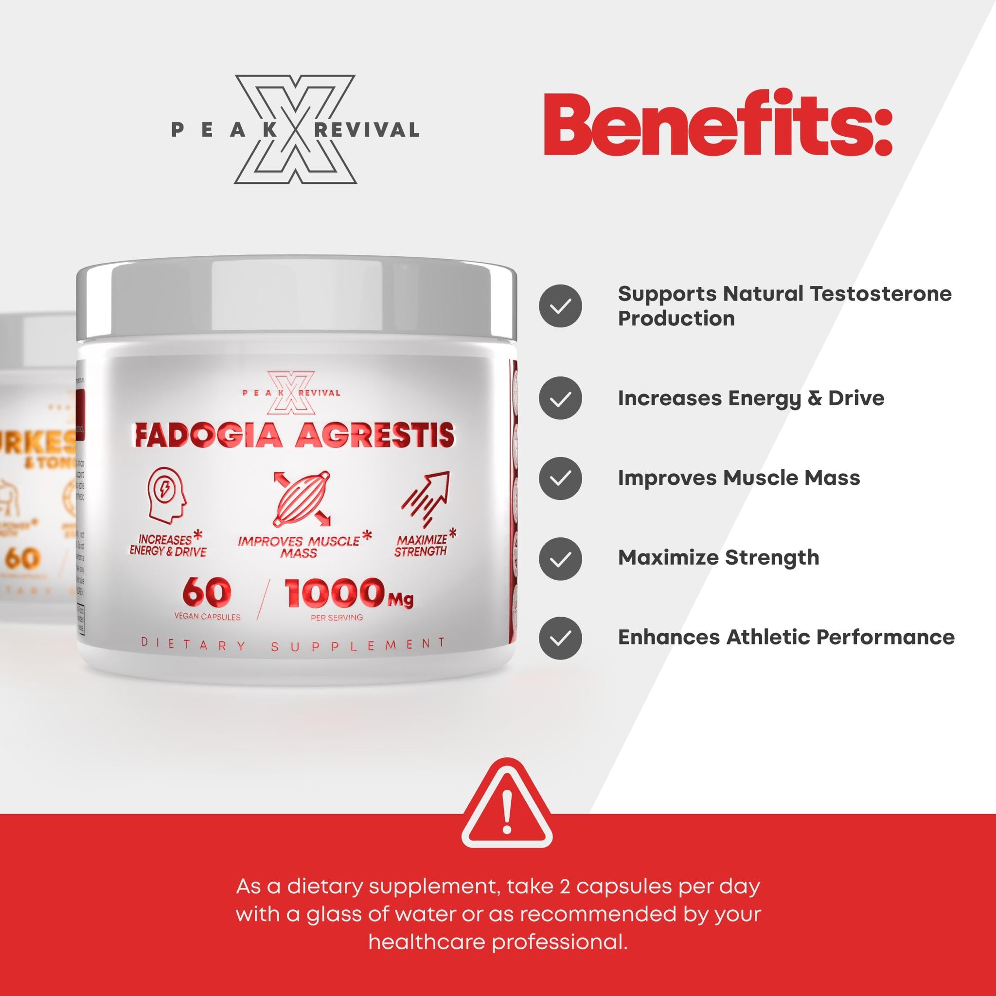 Peak Revival-X Fadogia Agrestis bottle pour for easy daily dosing