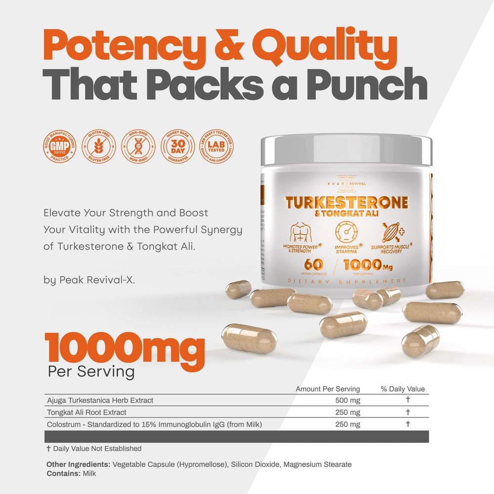 Peak Revival-X capsules ready for daily dosing to support stamina.