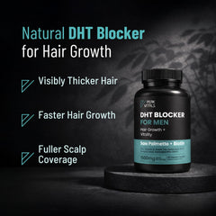 Peak Vitals DHT Blocker bottle on desk for daily hair health routine.
