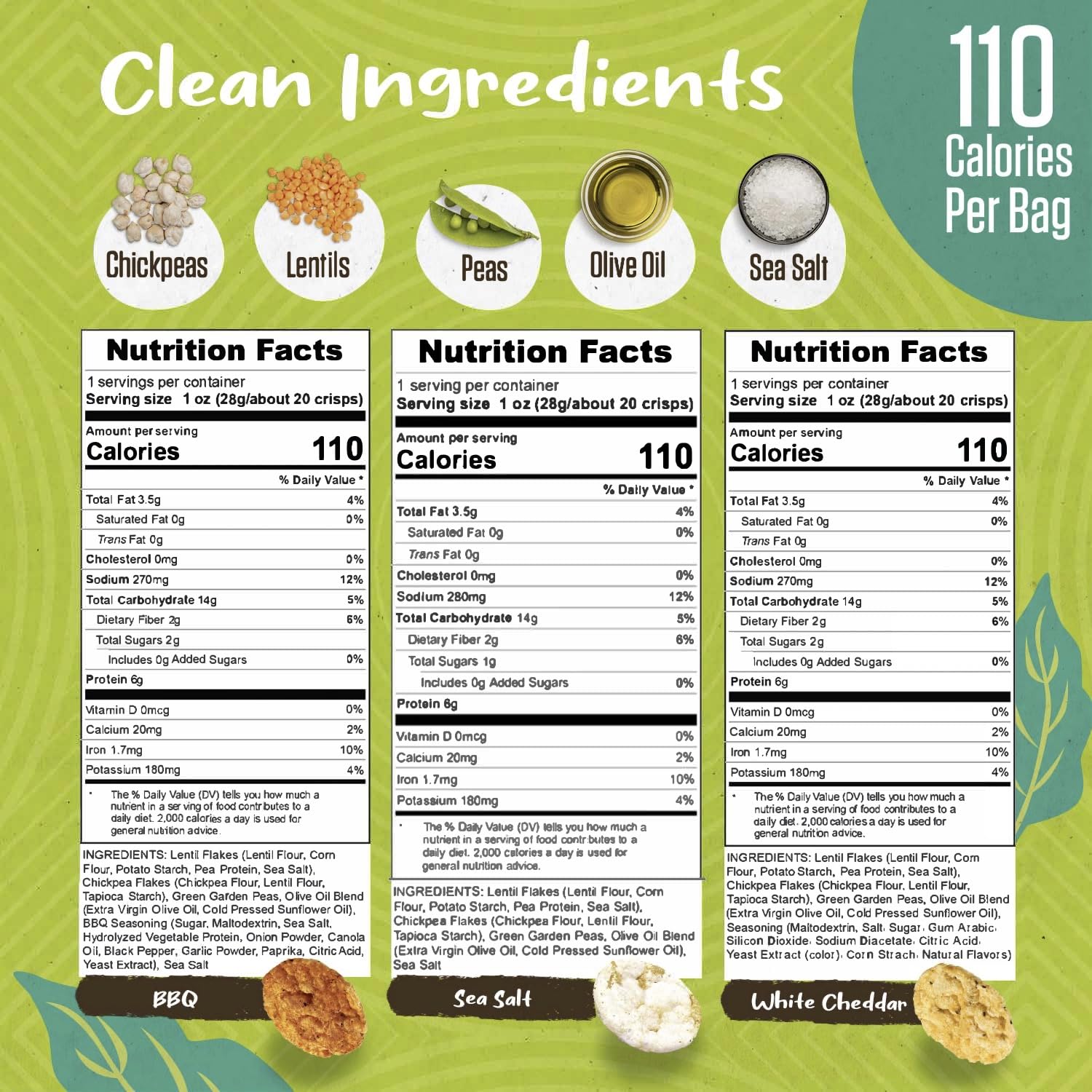 PeaKaPop Veggie Chips White Cheddar 1oz bag, bold flavor in a crunchy bite