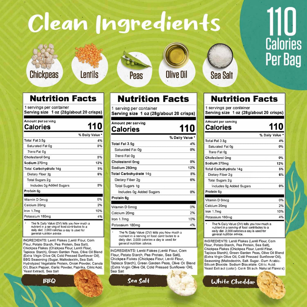 PeaKaPop Veggie Chips White Cheddar 1oz bag, bold flavor in a crunchy bite