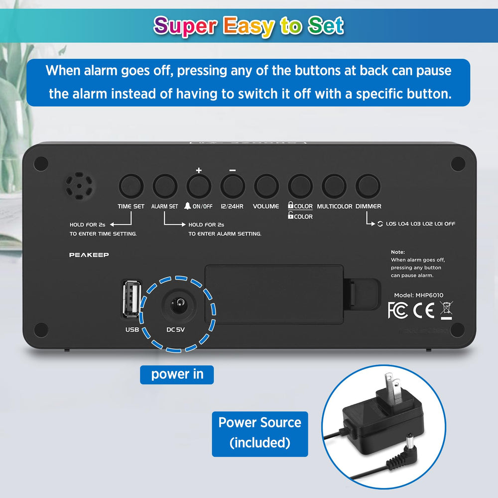Peakeep clock backup battery preserves time and alarm during outages