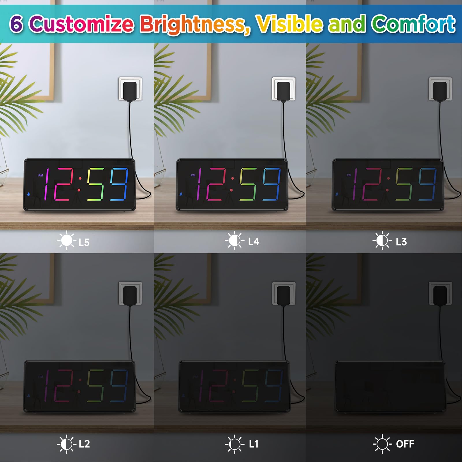 Peakeep clock features 1.8 inch high digits for clear bedside reading