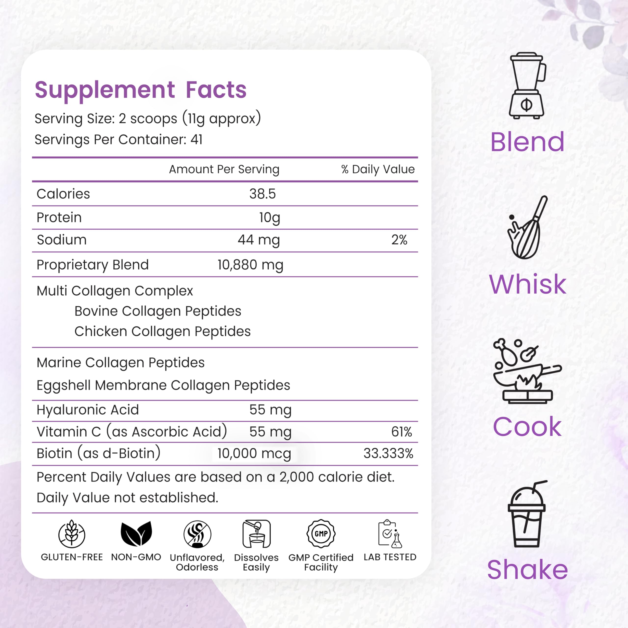 Peakhealth Multi-Collagen Powder scoop image emphasizing easy serving and measured dose.