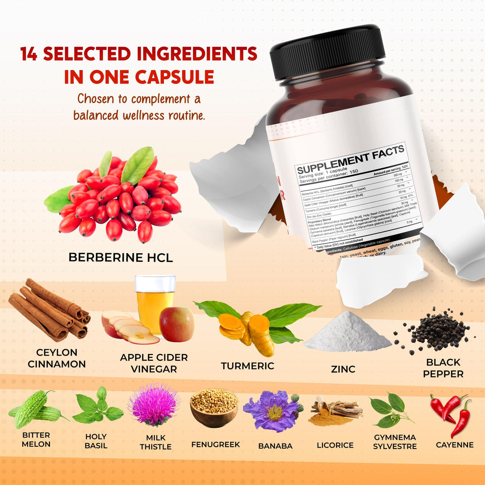 PeakPury Berberine label close-up highlighting natural ingredients for digestion support.