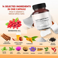 PeakPury Berberine label close-up highlighting natural ingredients for digestion support.