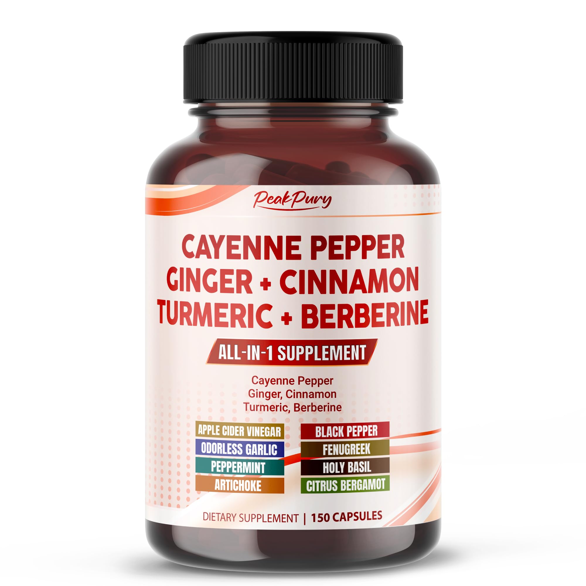 PeakPury cayenne pepper capsules bottle for daily wellness routine