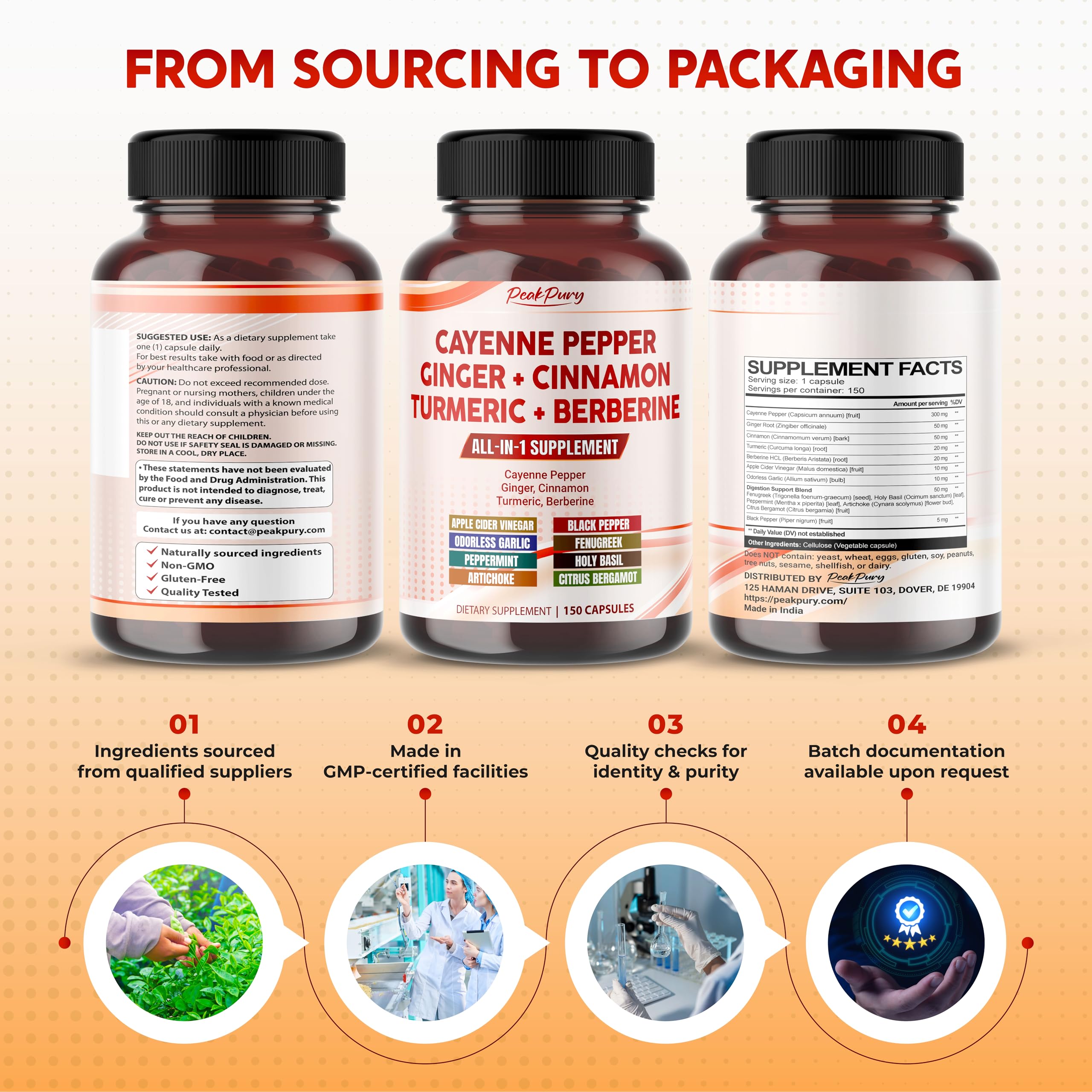 PeakPury daily wellness capsules arranged with glass of water for easy dosing