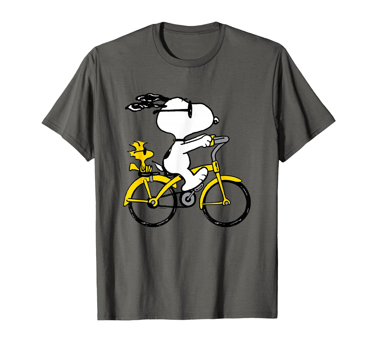 Peanuts Snoopy and Woodstock riding bike t-shirt features classic characters for casual wear