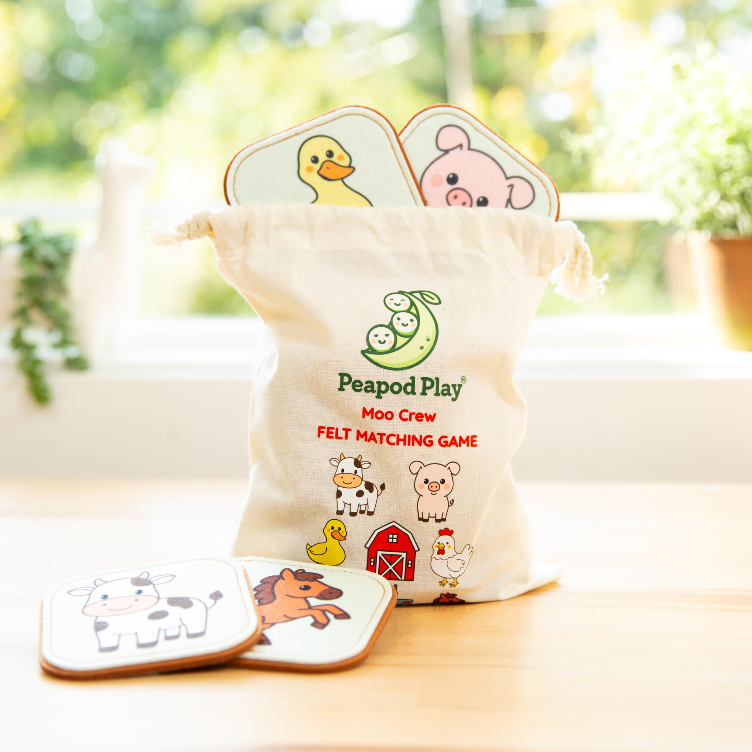 Peapod Play duck card: vibrant colors spark storytelling during farm-themed playtime.