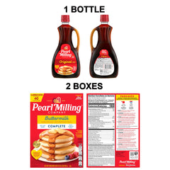 Two Pearl Milling Company pancake mix boxes shown for value and convenience