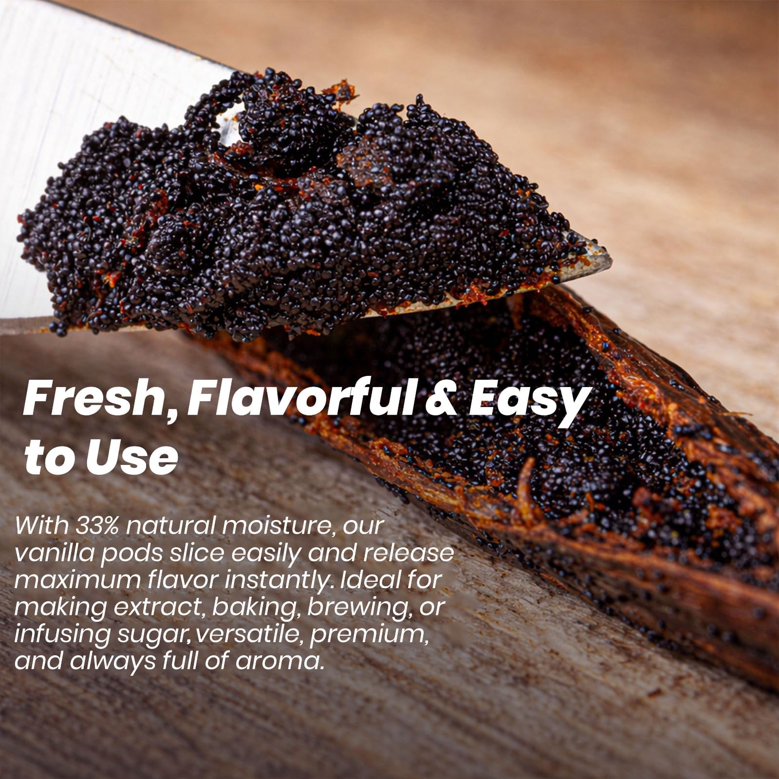 Pearl Organic Vanilla beans in bowl inviting for cooking and desserts