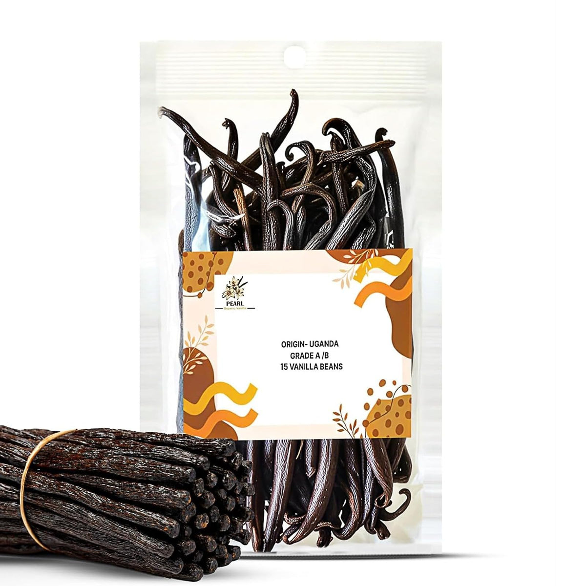 Pearl Organic Vanilla beans closeup showing aroma and rich seeds for baking