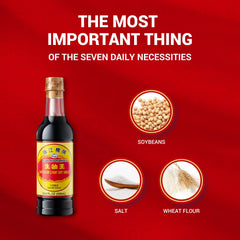 Close-up of the Pearl River Bridge label on the 500ml bottle—versatile seasoning.