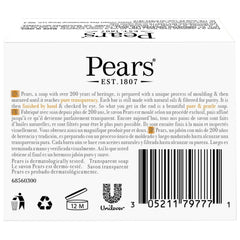 Pears amber translucent soap; soft lather with herbal spice notes.