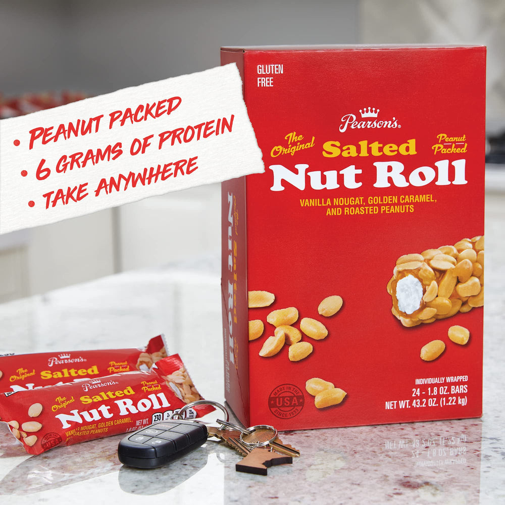 Made in the USA label on Pearson's Salted Nut Roll packaging