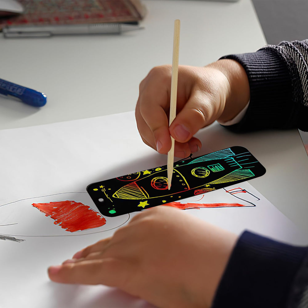 PEASUG complete scratch art kit shown as a ready-to-use craft set for kids.
