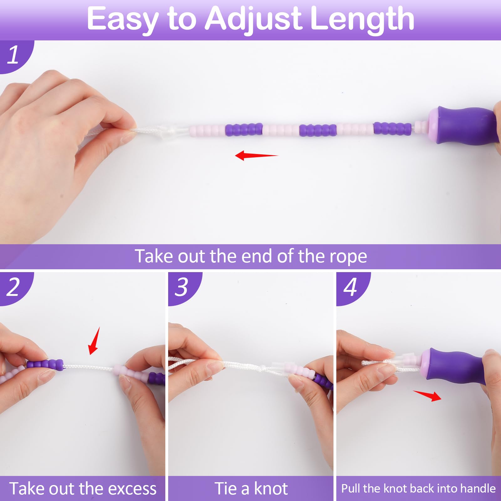 PEASUG kids jump rope with tangle-free beaded design for smooth jumps