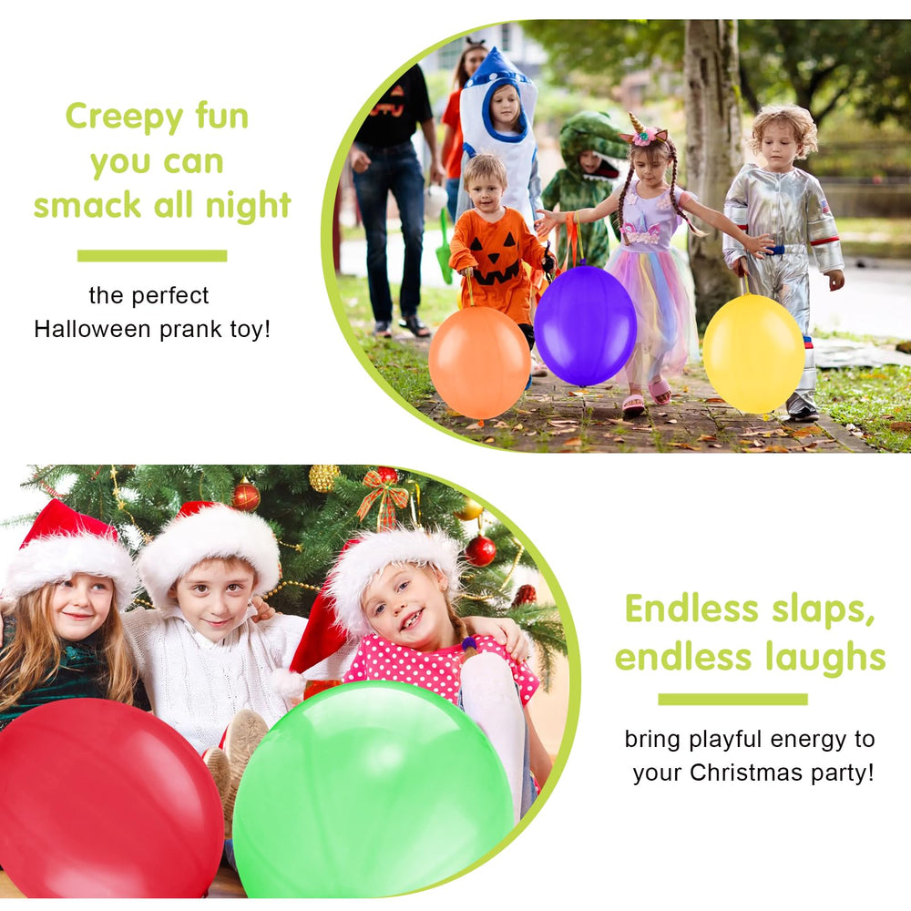 PEASUG neon green blue punch balloon set versatile for classroom activities and fairs.