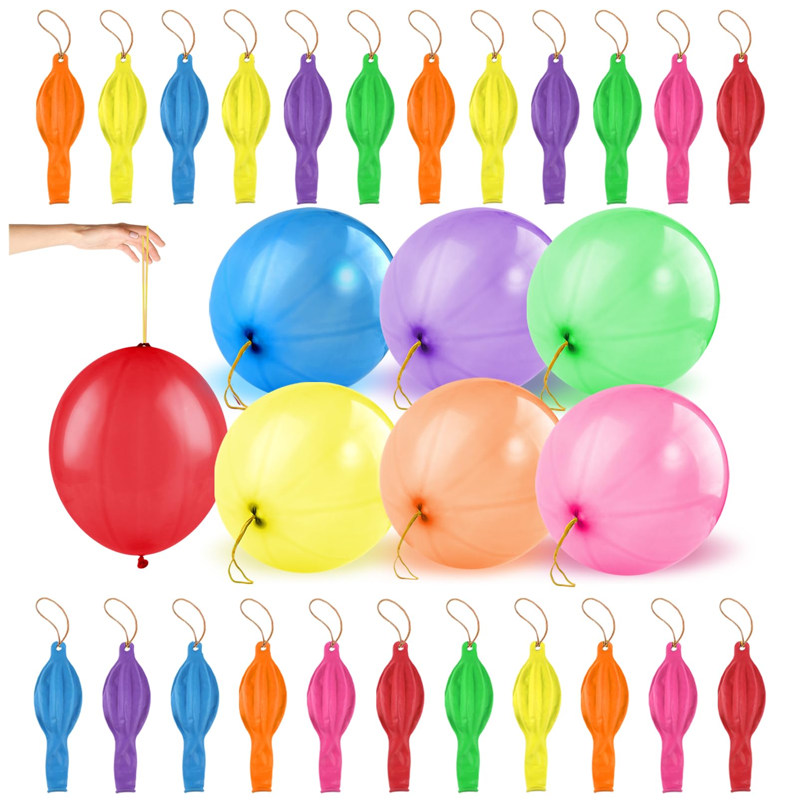 PEASUG punch balloons pack for kids, vibrant neon colors ideal for party decorations.