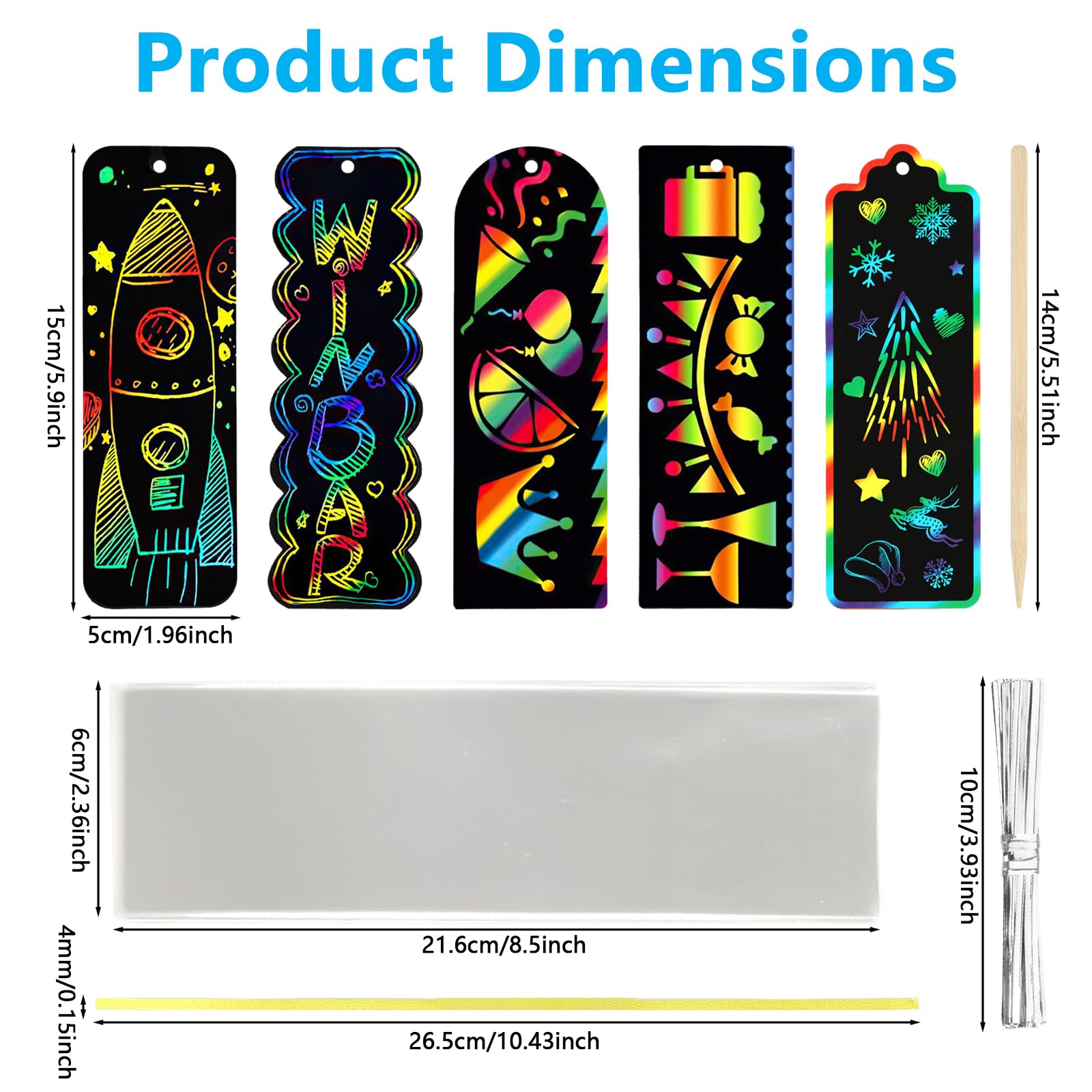 PEASUG bamboo scratching tools provide precise lines for rainbow designs.