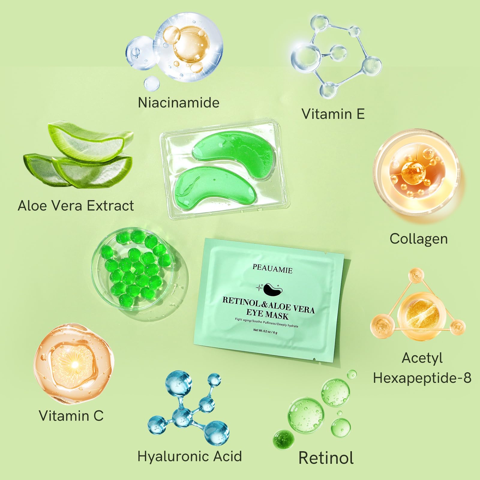 PEAUAMIE packaging front showing premium eye care solution