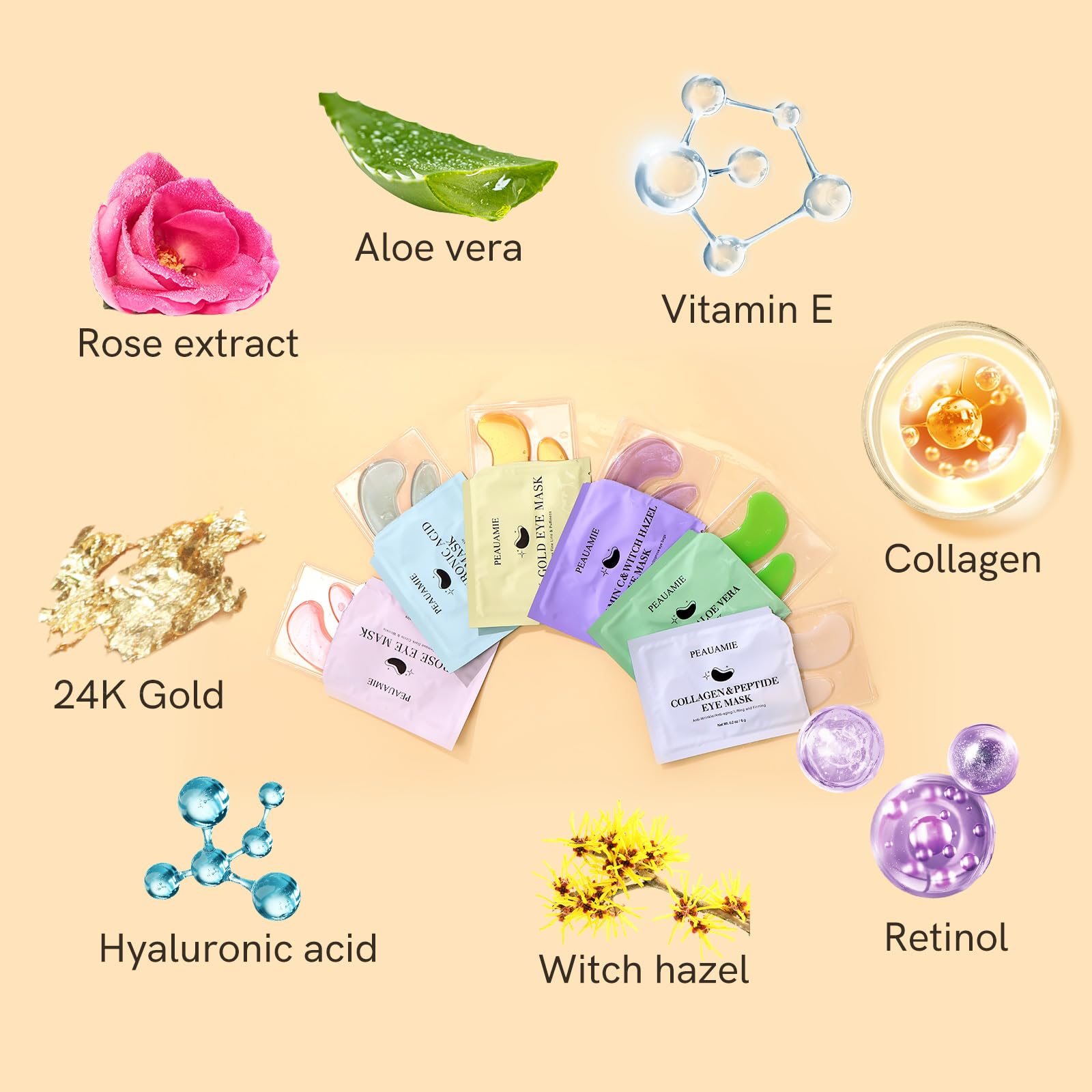 Peauamie rose eye patches offer hydrating, calming care for the eye area.