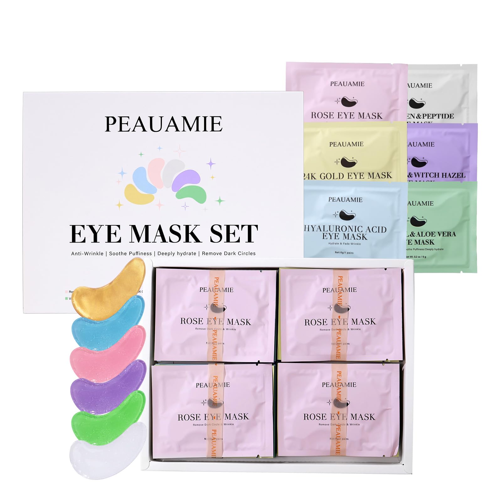 Peauamie spa like at home experience with daily eye patches for relaxation.