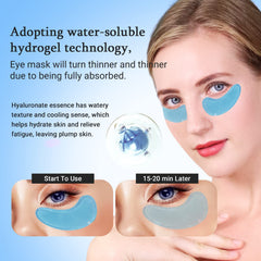 Peauamie under-eye patch application closeup with cooling feel.