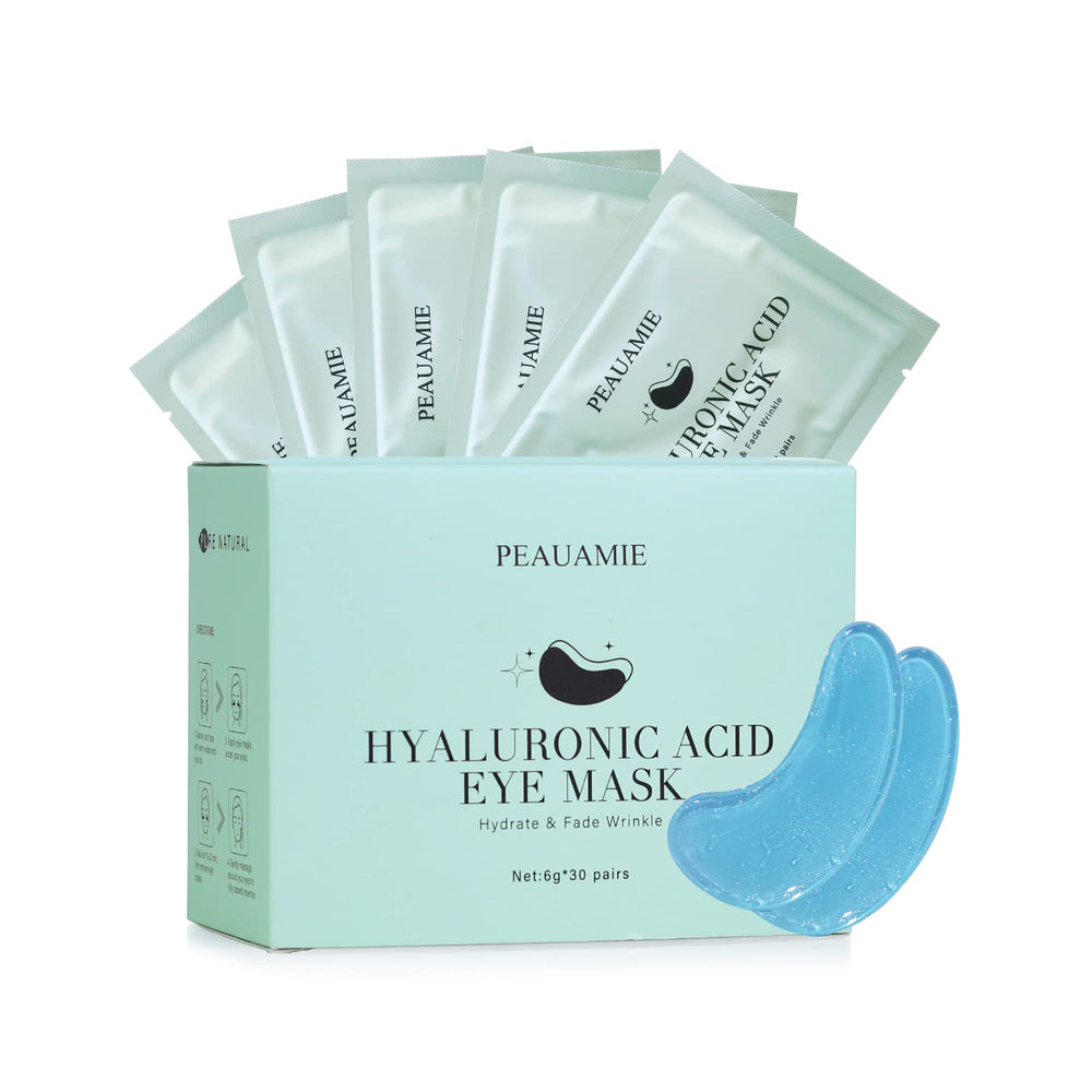 Peauamie hyaluronic acid under eye patches in a compact pack for hydration.
