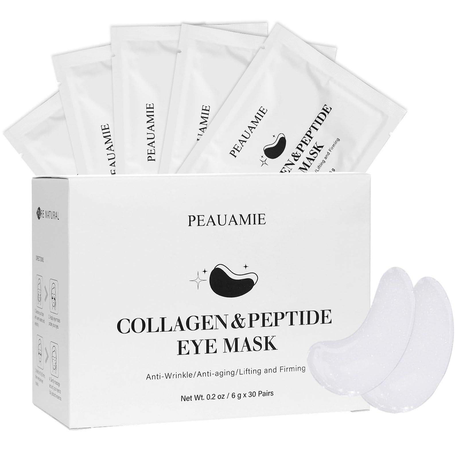 PEAUAMIE under-eye patches boost collagen for smoother skin and less puffiness.