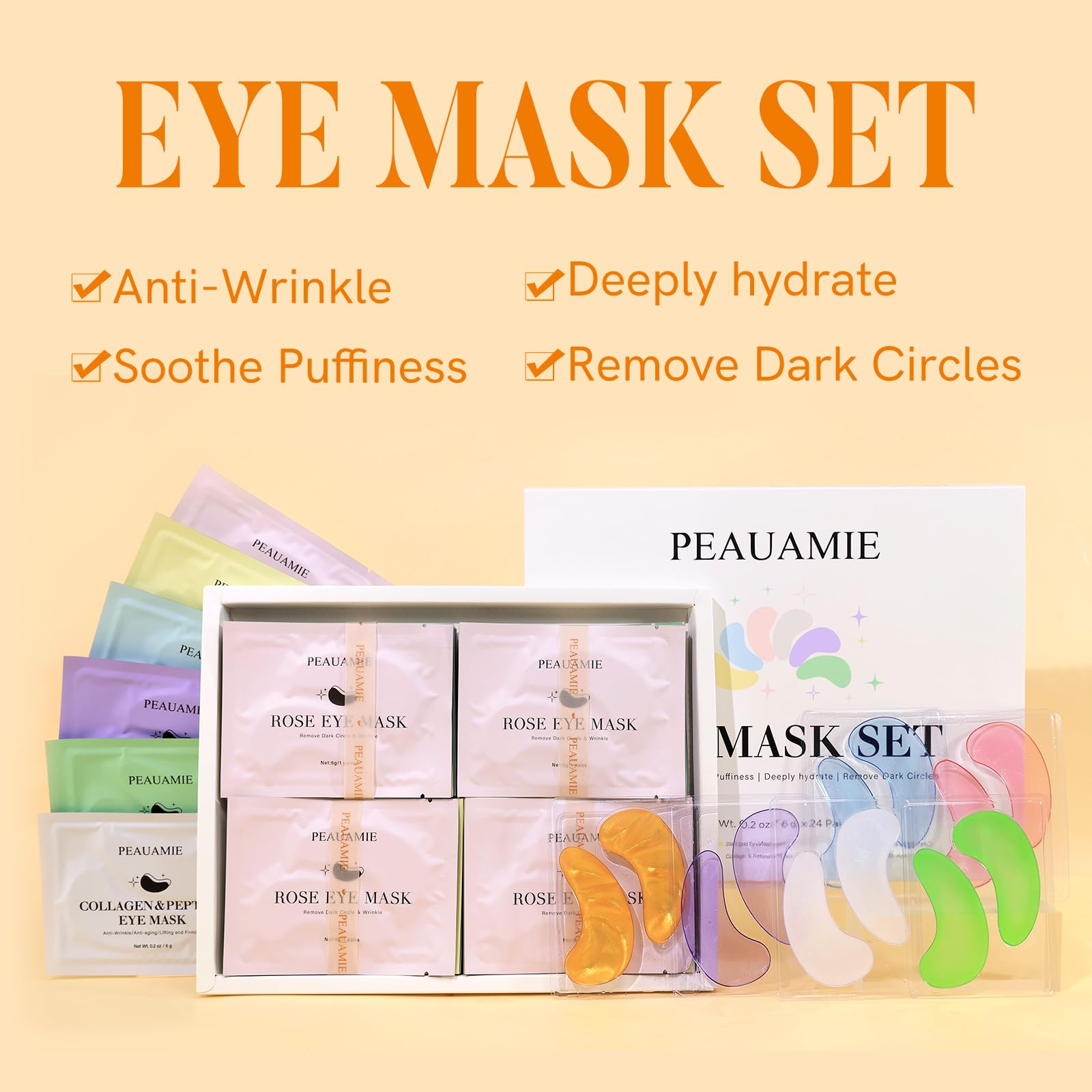 Peauamie vitamin C witch hazel eye patches brighten and reduce dullness around the eyes.