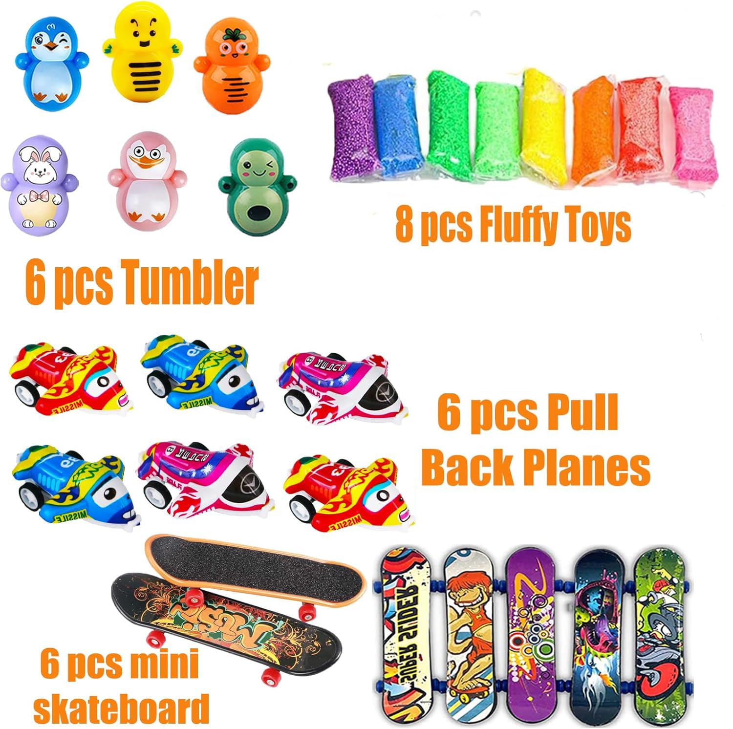Pebatoor mini skateboard toys fit pocket loot bags.