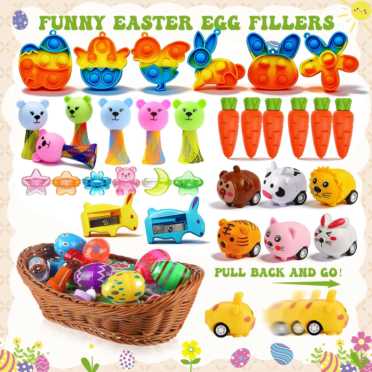 Pebatoor pop fidget keychains for Easter egg prizes and hands-on play