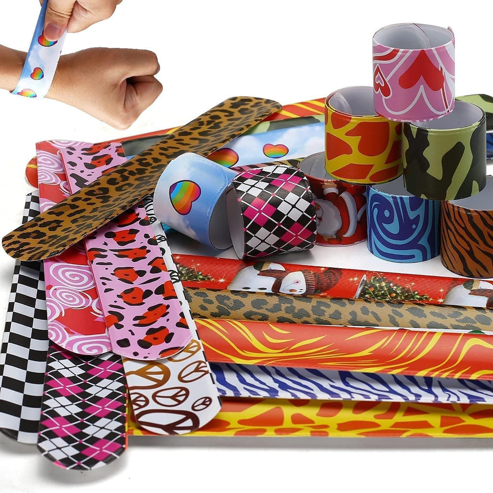 Pebatoor slap bracelets in assorted colors for simple rewards and crafts.