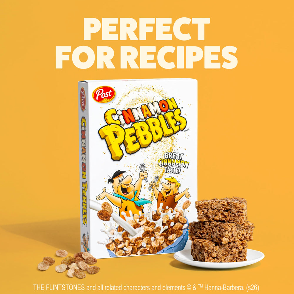 Bright Cinnamon PEBBLES box on a shelf signaling a kid-friendly gluten-free choice.
