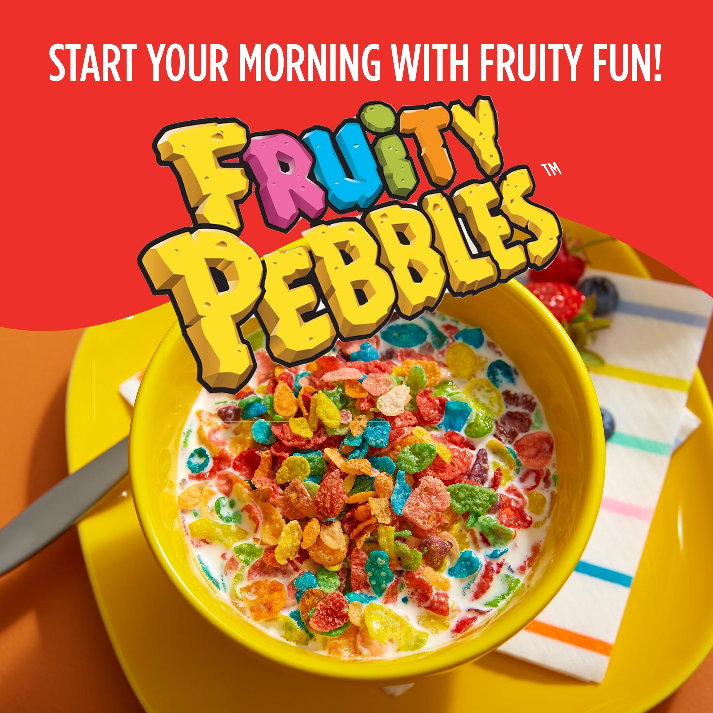 Fruity PEBBLES as dessert topping to add color.