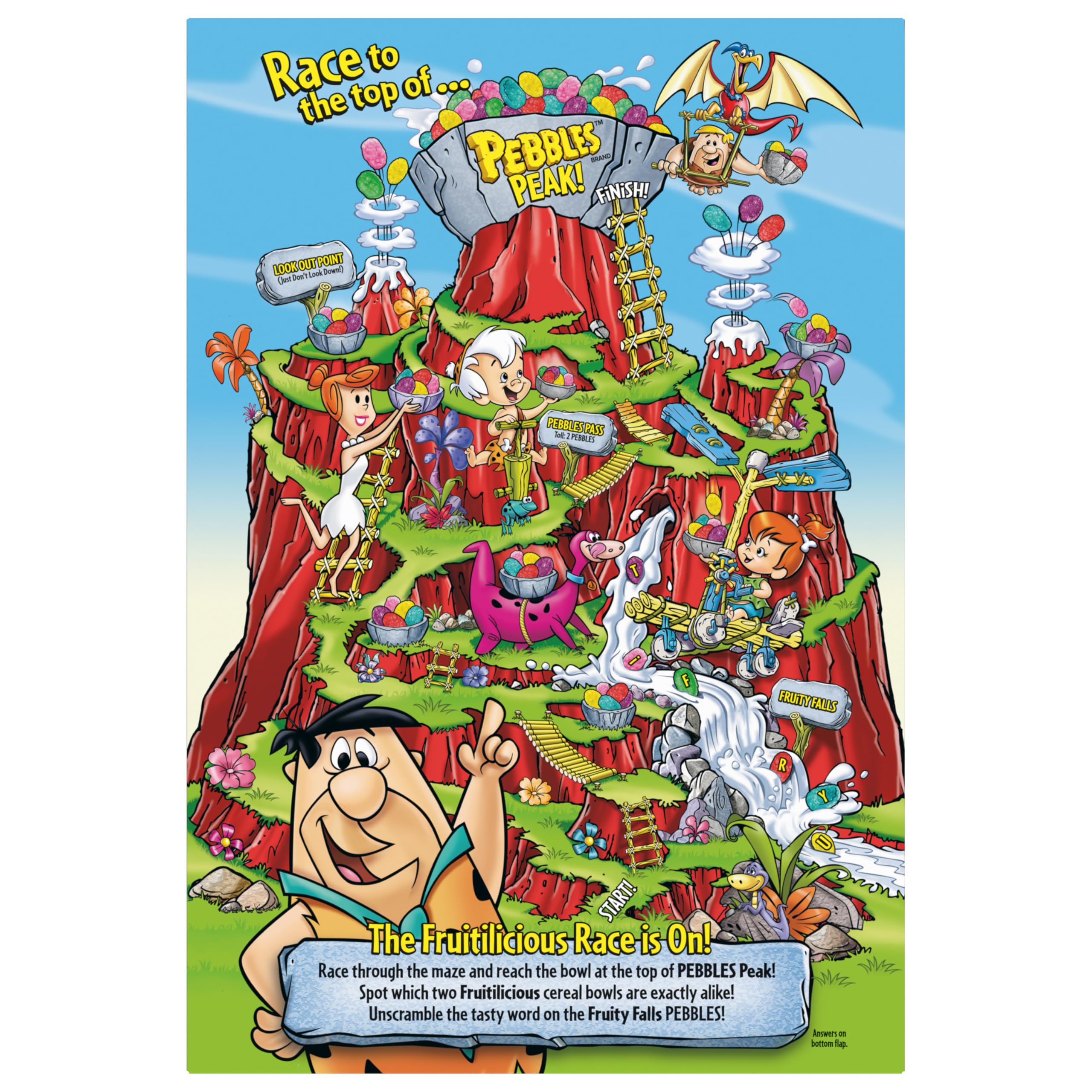 Gluten-free Fruity PEBBLES label visible.