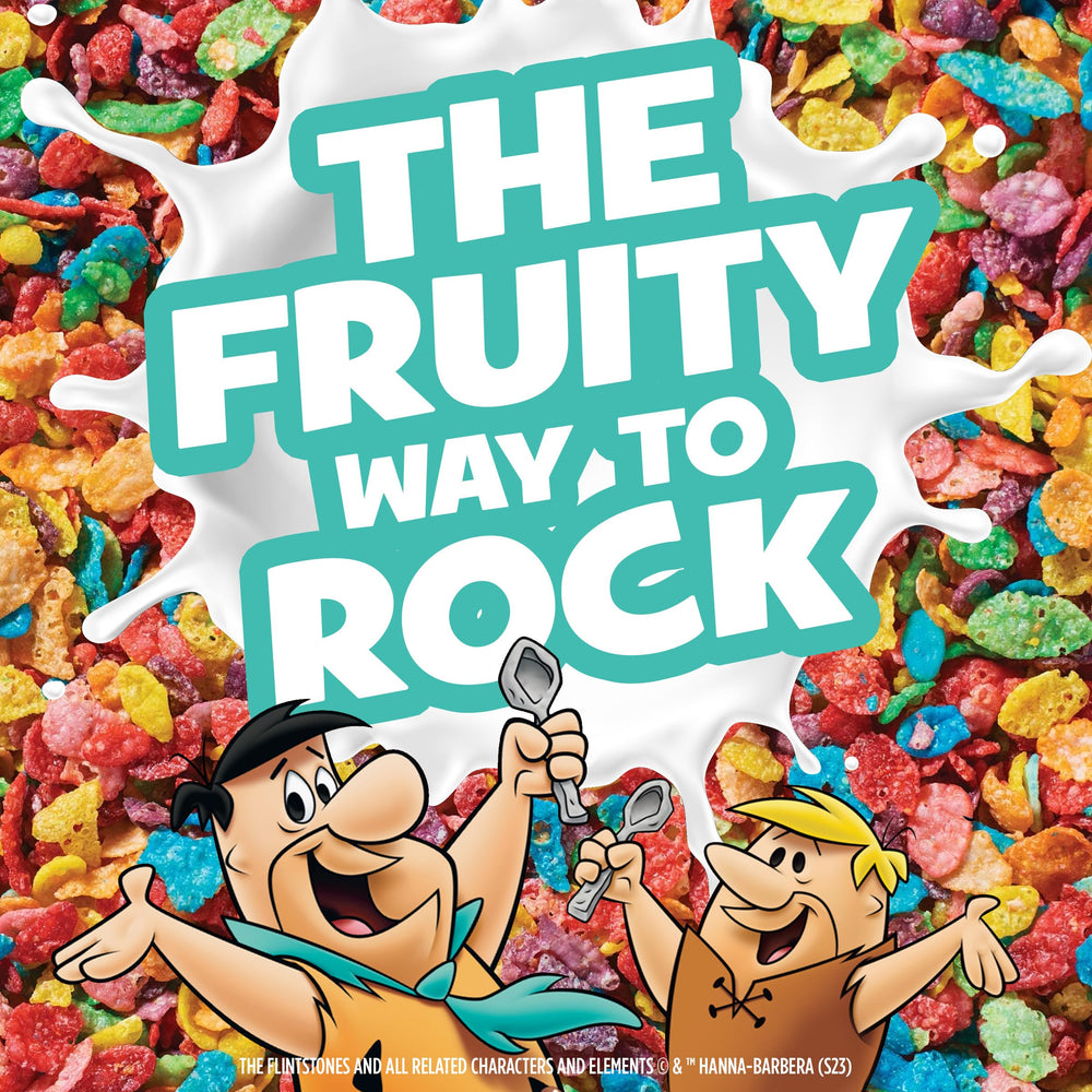 Kids enjoy Fruity PEBBLES at the breakfast table.