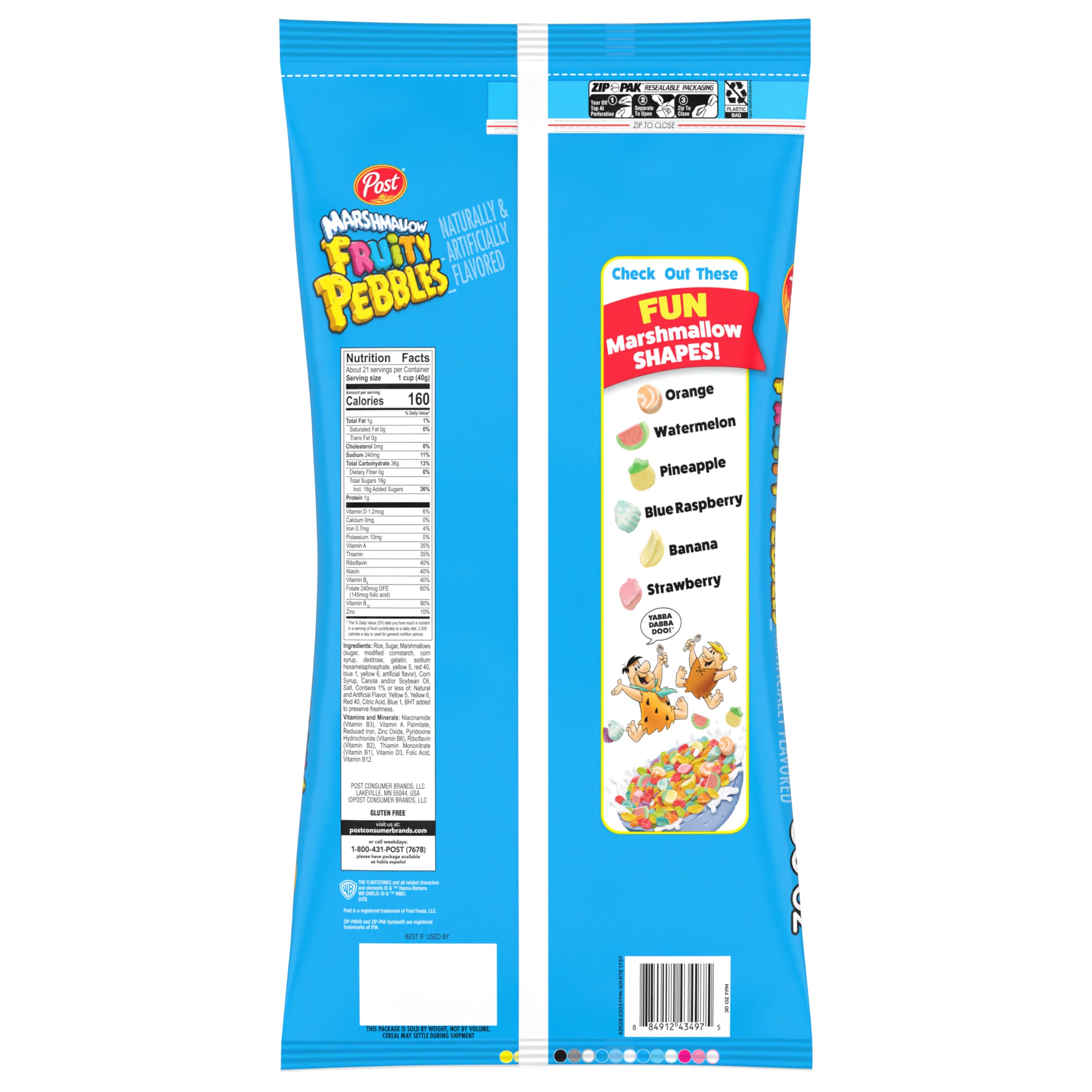 Close-up of crisp puffed rice and soft marshmallows from Pebbles.