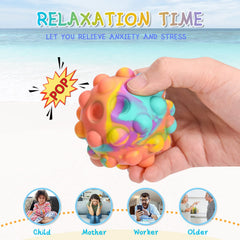 Peboms Pop It rainbow fidget ball suits kids and adults alike.