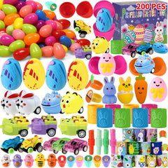 PECHOI 200-piece prefilled eggs with toys for classroom hunts and easy setup.