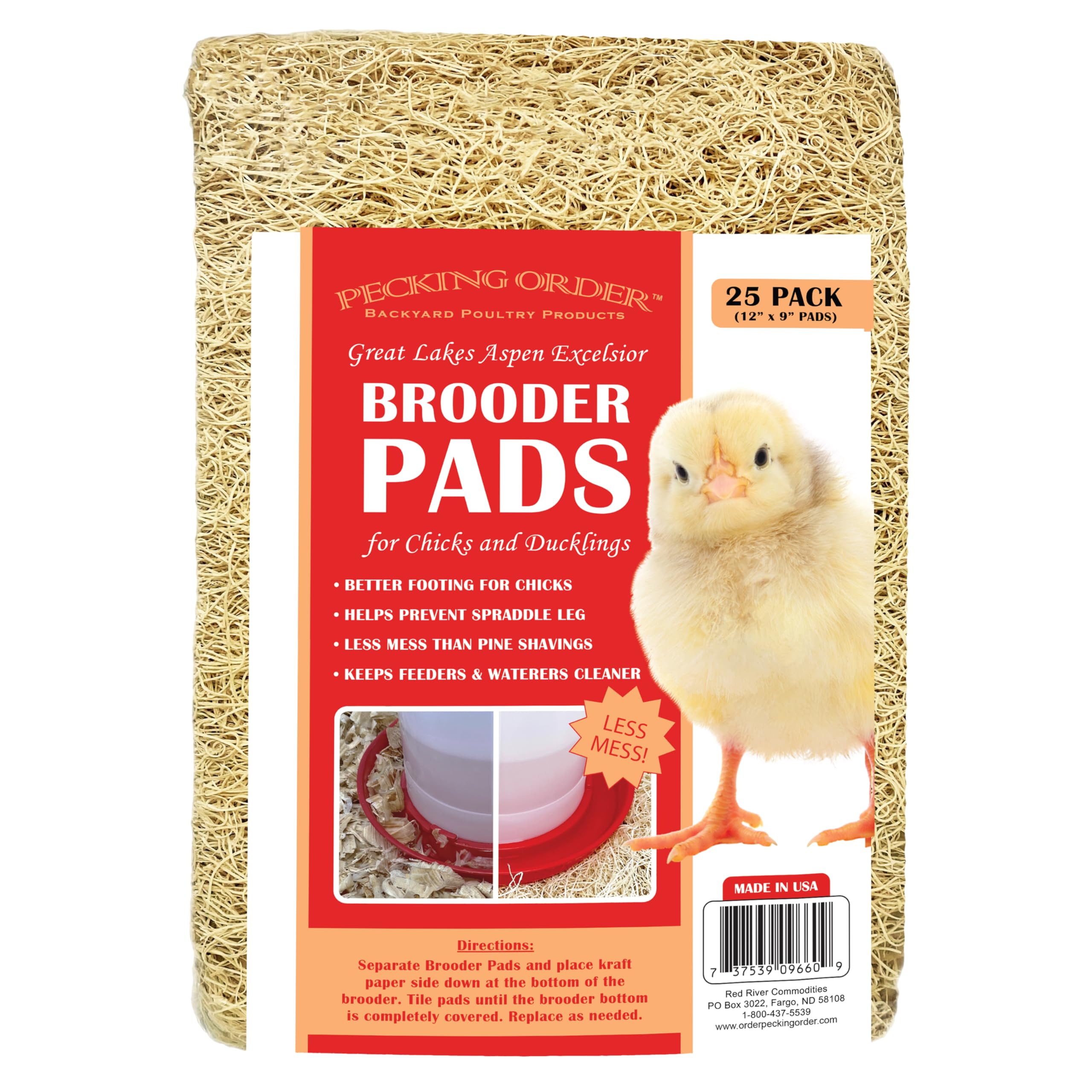 Pecking Order brooder pads with excelsior provide gentle footing for newborn chicks.