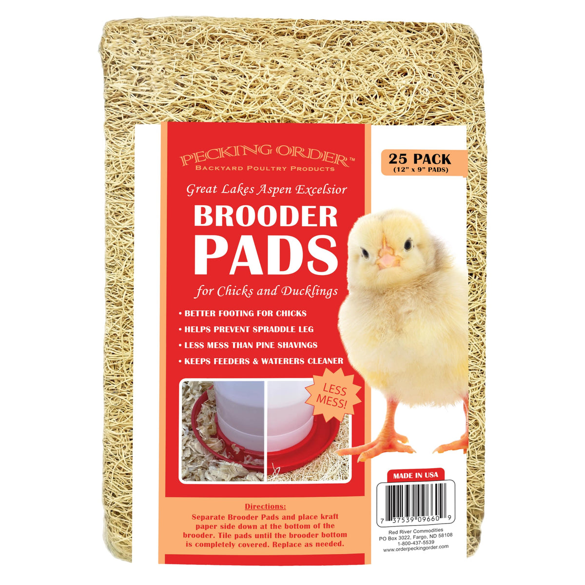 Pecking Order brooder pads with excelsior provide gentle footing for newborn chicks.
