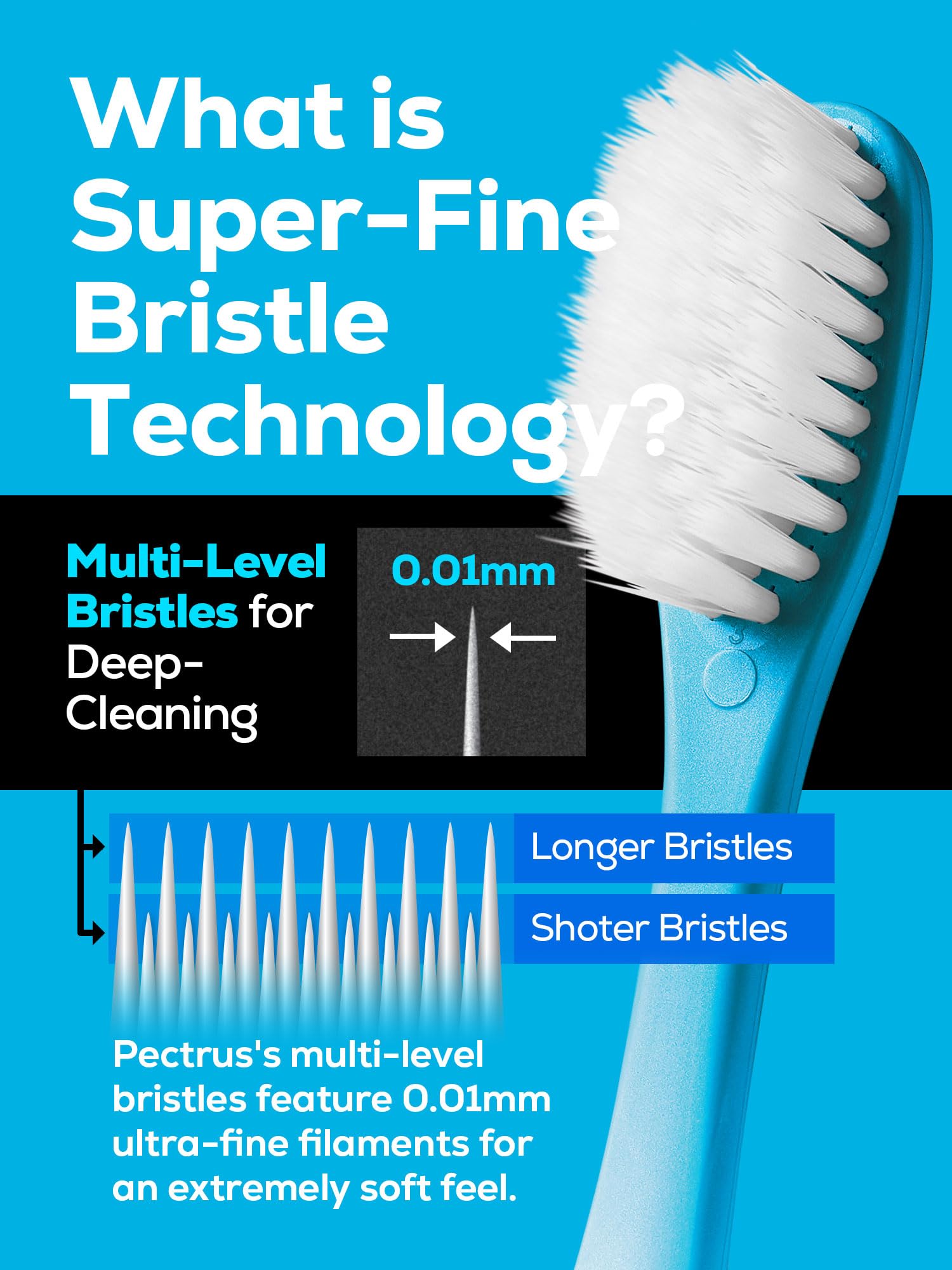 PECTRUS bristle-detail microfine showcases precision cleaning between teeth