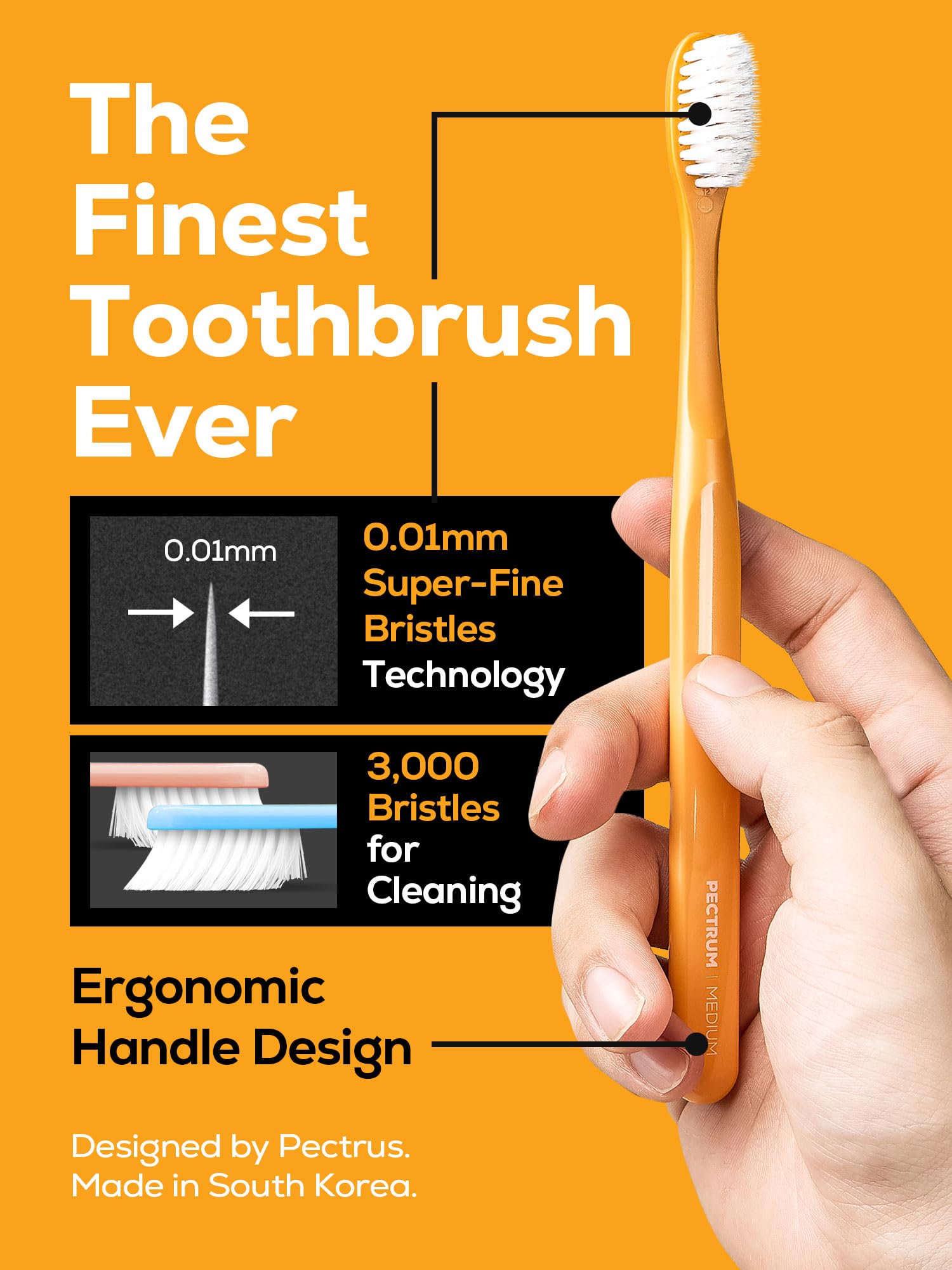 PECTRUS toothbrush handle with ergonomic grip for comfortable daily brushing