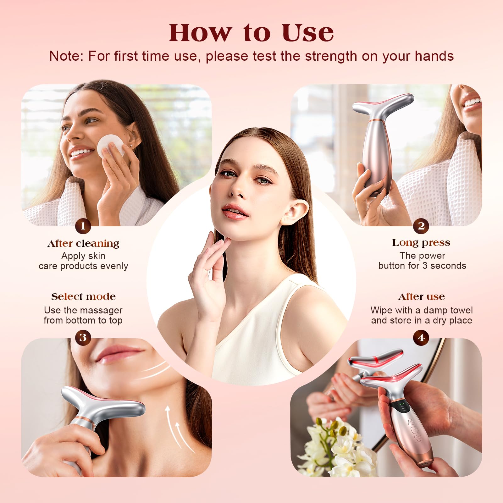 Pedete facial massager with white light 400-700nm for comprehensive care