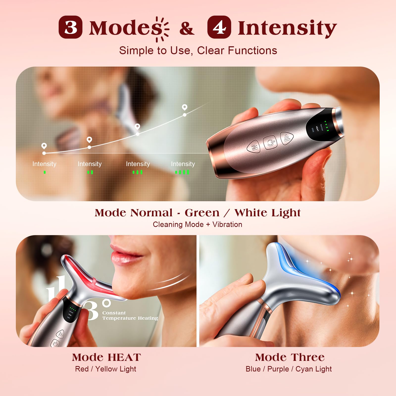 Pedete facial massager with yellow light 585nm for balanced skin tone