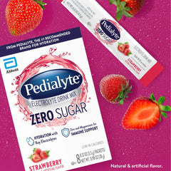 Pedialyte Berry Frost mixed in a glass for a refreshing flavor.