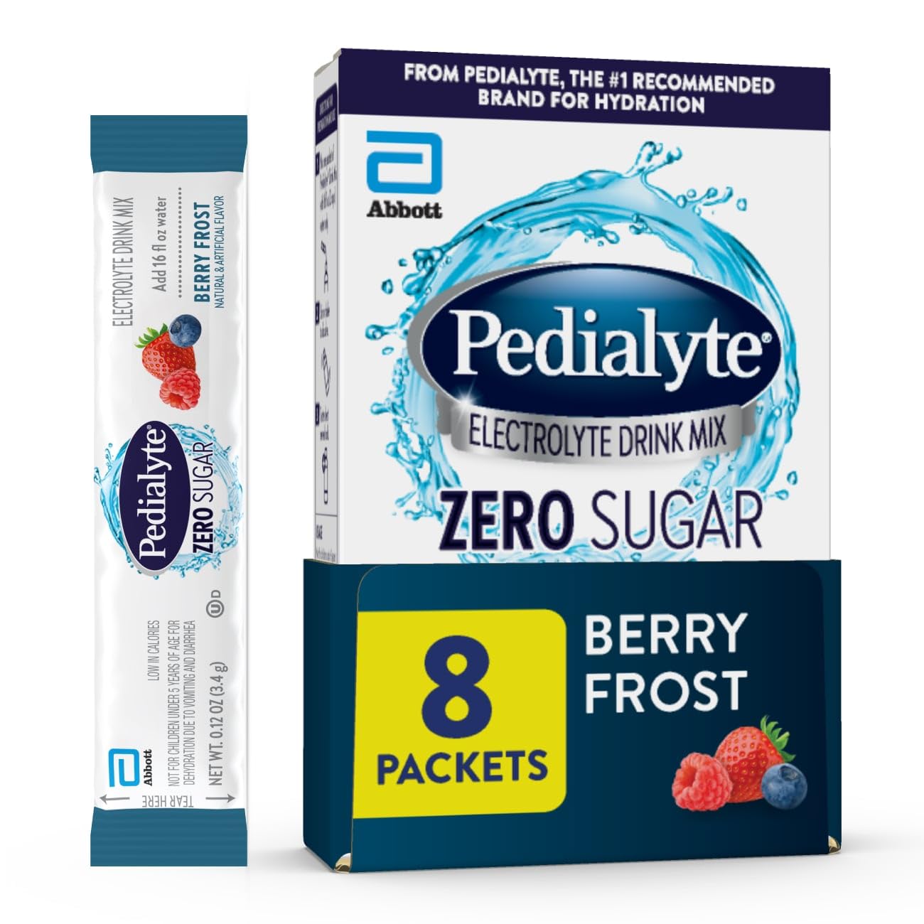 Pedialyte Berry Frost powder packet for fast hydration with electrolytes